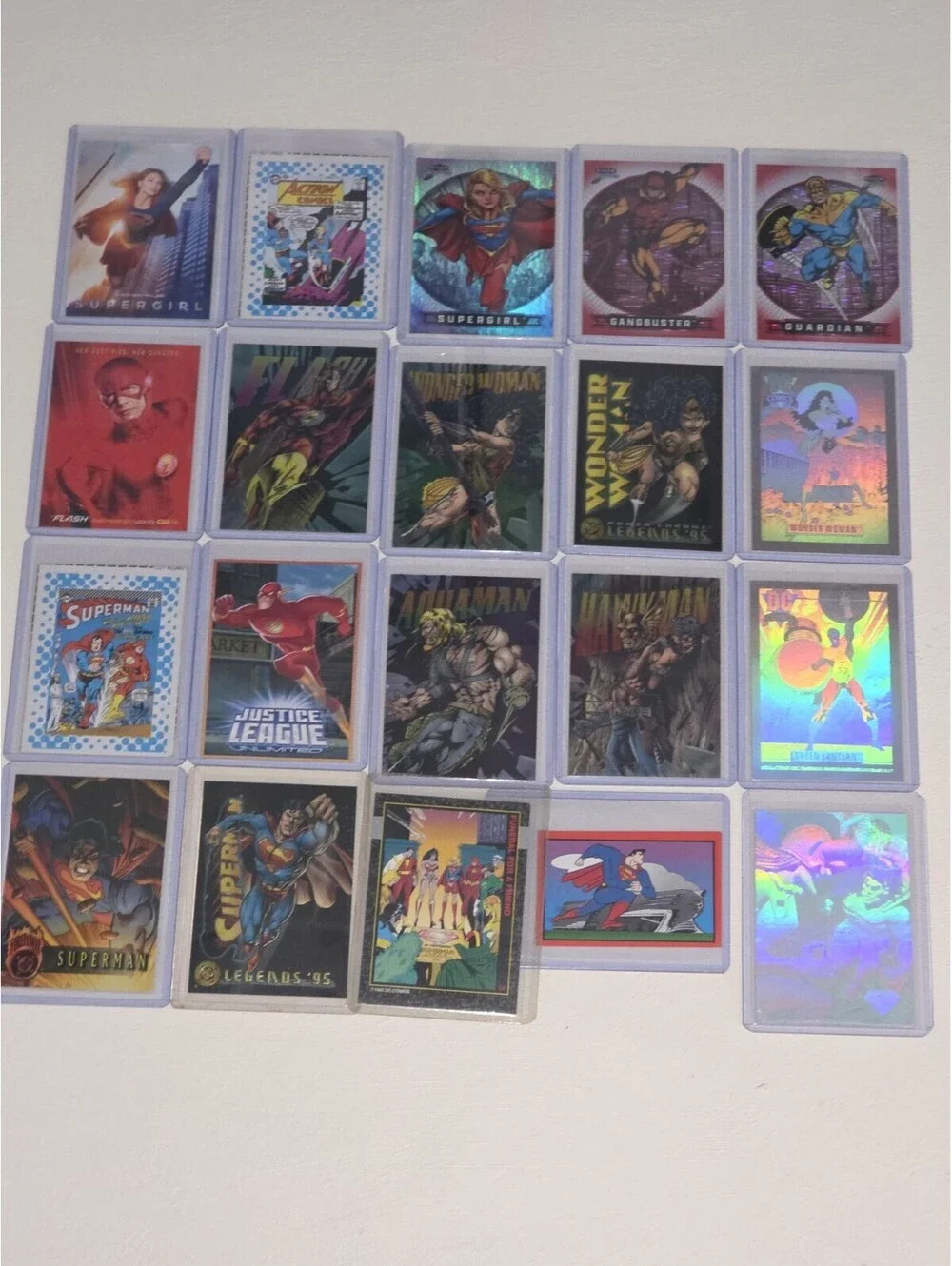20 Card Lot DC Heroes Flash Superman Wonder Woman Hard Hitters Holos Brilliants